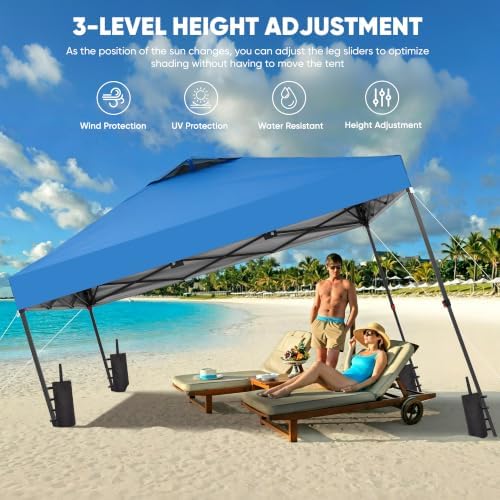 10x10ft Pop-Up Canopy Tent with 4 Side Walls - Easy Setup, Outdoor Portable Gazebo with 4 Ropes, 8 Stakes, 4, alternate view