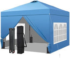 10x10FT Pop-Up Canopy Tent - with 4-Side Walls & Vented Top, Portable Outdoor Event Tent for Garden, Poolside