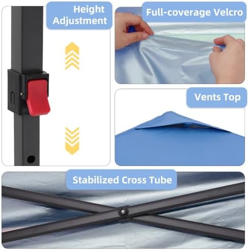 10x10FT Pop-Up Canopy Tent - with 4-Side Walls & Vented Top, Portable Outdoor Event Tent for Garden, Poolside, alternate view