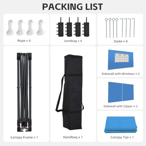 10x10FT Pop-Up Canopy Tent - with 4-Side Walls & Vented Top, Portable Outdoor Event Tent for Garden, Poolside, alternate view