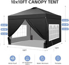 10x10FT Pop-Up Canopy Tent - with 4-Side Walls & Vented Top, Portable Outdoor Event Tent for Garden, Poolside, alternate view