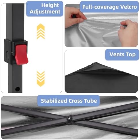 10x10FT Pop-Up Canopy Tent - with 4-Side Walls & Vented Top, Portable Outdoor Event Tent for Garden, Poolside, alternate view
