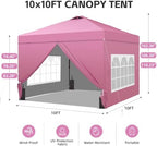 10x10FT Pop-Up Canopy Tent - with 4-Side Walls & Vented Top, Portable Outdoor Event Tent for Garden, Poolside, alternate view