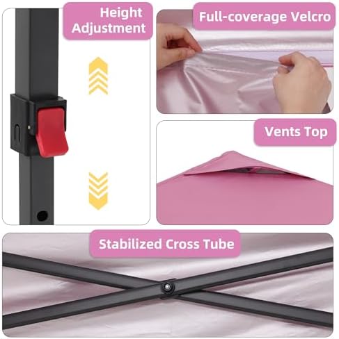 10x10FT Pop-Up Canopy Tent - with 4-Side Walls & Vented Top, Portable Outdoor Event Tent for Garden, Poolside, alternate view