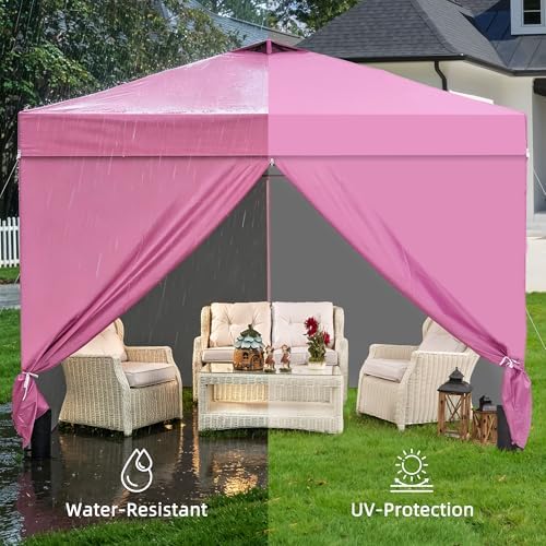 10x10FT Pop-Up Canopy Tent - with 4-Side Walls & Vented Top, Portable Outdoor Event Tent for Garden, Poolside, alternate view