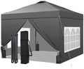 10x10FT Pop-Up Canopy Tent - with 4-Side Walls & Vented Top, Portable Outdoor Event Tent for Garden, Poolside