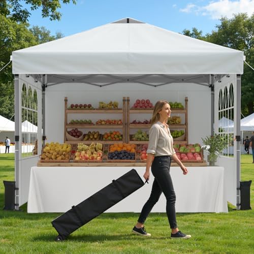 10x10ft Pop Up Canopy Tent with Sidewalls for Events, Parties in 10x10ft