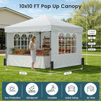 10x10ft Pop Up Canopy Tent with Sidewalls for Events, Parties in 10x10ft, alternate view 2