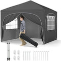 10x10Ft Pop up Canopy with 4 Sidewalls, Gray in 10x10Ft in Gray