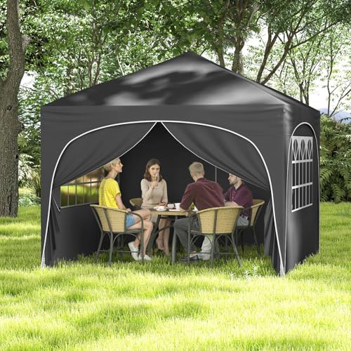10x10Ft Pop up Canopy with 4 Sidewalls, Gray in 10x10Ft in Gray, alternate view 2