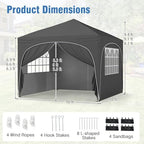 10x10Ft Pop up Canopy with 4 Sidewalls, Gray in 10x10Ft in Gray, alternate view 4