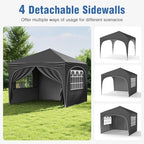 10x10Ft Pop up Canopy with 4 Sidewalls, Gray in 10x10Ft in Gray, alternate view 6