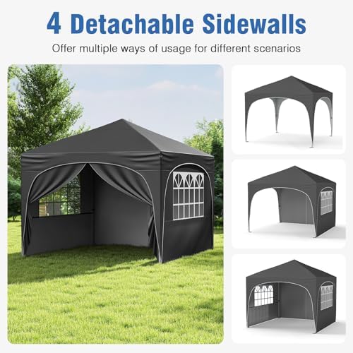 10x10Ft Pop up Canopy with 4 Sidewalls, Gray in 10x10Ft in Gray, alternate view 6