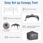 10x10Ft Pop up Canopy with 4 Sidewalls, Gray in 10x10Ft in Gray, alternate view 7