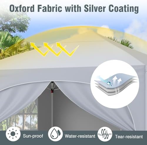 10x10Ft Pop up Canopy with 4 Sidewalls, White in 10x10Ft in White, alternate view 3