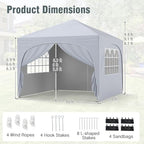 10x10Ft Pop up Canopy with 4 Sidewalls, White in 10x10Ft in White, alternate view 4