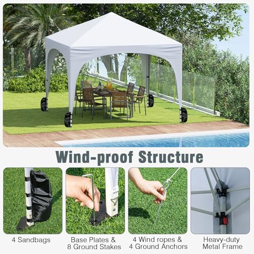 10x10Ft Pop up Canopy with 4 Sidewalls, White in 10x10Ft in White, alternate view 5