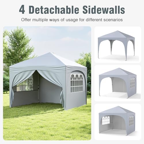10x10Ft Pop up Canopy with 4 Sidewalls, White in 10x10Ft in White, alternate view 6