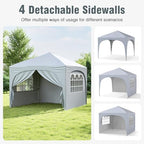 10x10Ft Pop up Canopy with 4 Sidewalls, White in 10x10Ft in White, alternate view 6