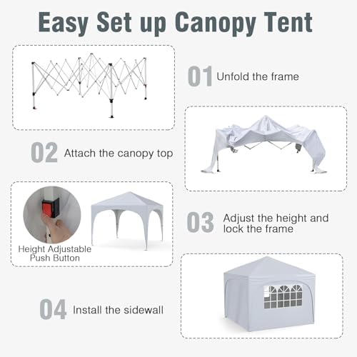 10x10Ft Pop up Canopy with 4 Sidewalls, White in 10x10Ft in White, alternate view 7
