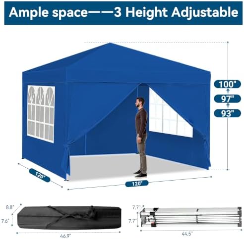 10X10FT Pop Up Gazebo Canopy, Heavy Duty Outdoor Party Tent with 4 Removable Sidewalls & Carrying Bag, Portable, alternate