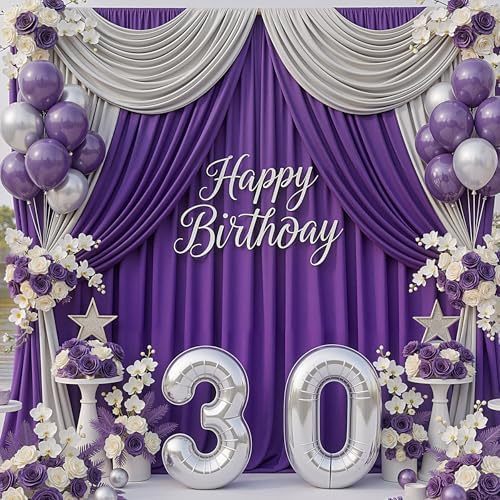 10x10ft Purple Backdrop Curtains for Parties, 2 Panels 5x10ft Wrinkle-Free Polyester Background Curtains for, alternate view