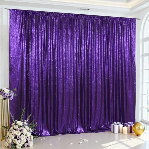 10x10ft Purple Sequin Backdrop for Photography Shimmer in 10FT x 10FT in Purple