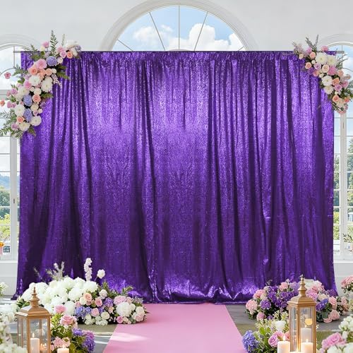 10x10ft Purple Sequin Backdrop for Photography Shimmer in 10FT x 10FT in Purple, alternate view 2