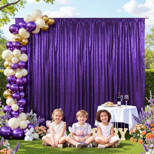 10x10ft Purple Sequin Backdrop for Photography Shimmer in 10FT x 10FT in Purple, alternate view 3