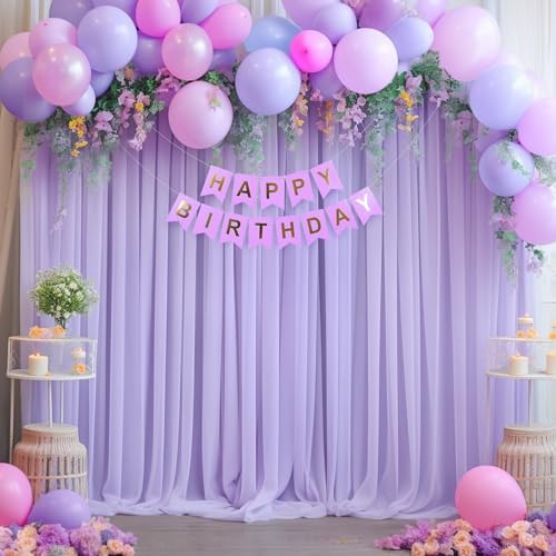 10x10ft Purple Tulle Backdrop Curtain for Parites, Sheer Photo Backdrop Curtains for Wedding Baby Shower, alternate view 2