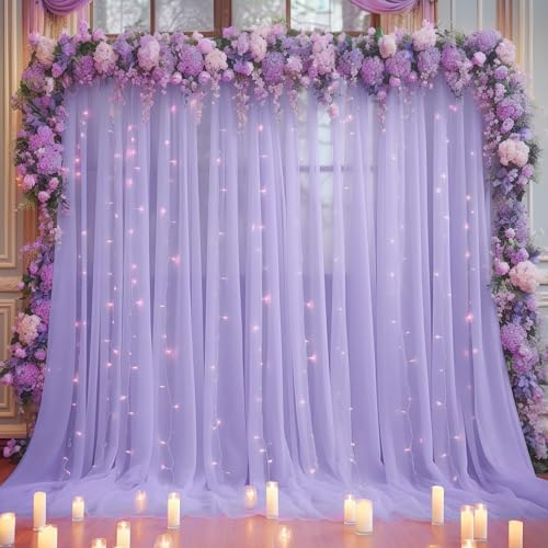 10x10ft Purple Tulle Backdrop Curtain for Parites, Sheer Photo Backdrop Curtains for Wedding Baby Shower, alternate view 3
