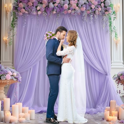 10x10ft Purple Tulle Backdrop Curtain for Parites, Sheer Photo Backdrop Curtains for Wedding Baby Shower, alternate view 6