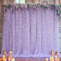 10x10ft Purple Tulle Backdrop Curtain with Lights String for Parites, Sheer Photo Backdrop Curtains with Lights