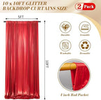 10x10FT Red Backdrop Curtain for Parties Sequin Backdrop Curtain in 5ft x 10ft(2 panels) in Red, alternate view 2