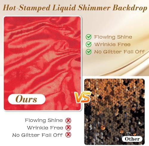 10x10FT Red Backdrop Curtain for Parties Sequin Backdrop Curtain in 5ft x 10ft(2 panels) in Red, alternate view 4