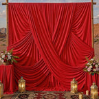10x10ft Red Backdrop Curtains for Parties, 2 Panels 5x10ft Wrinkle-Free Polyester Background Curtains for