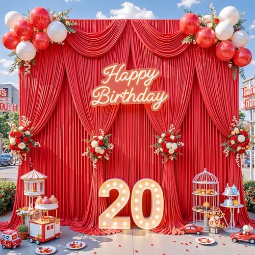 10x10ft Red Backdrop Curtains for Parties Wrinkle Free Fabric Backdrop Curtain Birthday Party Photo Backdrop, alternate view