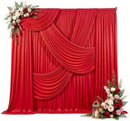 10x10FT Red Backdrop Curtains for Parties, Wrinkle-Free Photo Backdrop Drapes, Background Fabric Drapes for