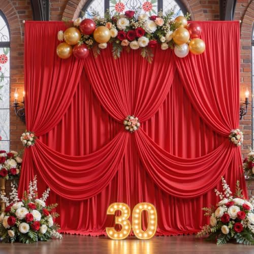 10x10FT Red Backdrop Curtains for Parties, Wrinkle-Free Photo Backdrop Drapes, Background Fabric Drapes for, alternate view 2