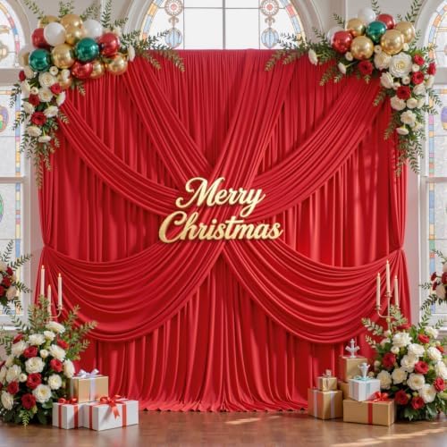 10x10FT Red Backdrop Curtains for Parties, Wrinkle-Free Photo Backdrop Drapes, Background Fabric Drapes for, alternate view 4