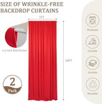 10x10FT Red Backdrop Curtains for Wedding Parties, Ultra Drapey & Silky Drapes for Backdrop Skin-Friendly & Soft, alternate