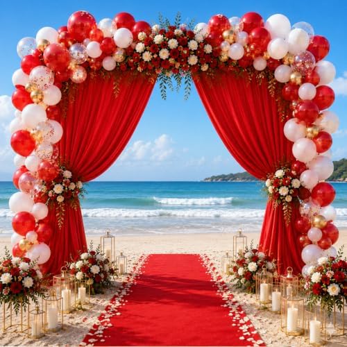 10x10FT Red Backdrop Curtains for Wedding Parties, Ultra Drapey & Silky Drapes for Backdrop Skin-Friendly & Soft, alternate