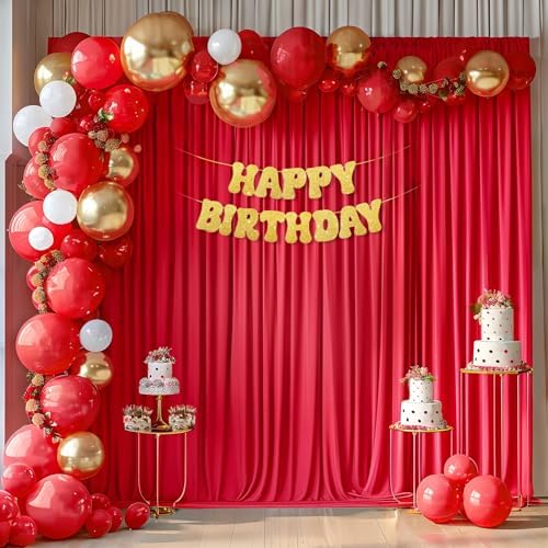 10x10ft Red Backdrop Curtains for Wedding Parties Wrinkle Free Photo Backdrop Drapes for Photography Birthday, alternate view