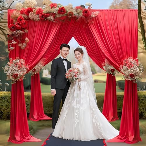 10x10ft Red Backdrop Curtains for Wedding Parties Wrinkle Free Photo Backdrop Drapes for Photography Birthday, alternate view