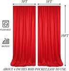 10x10ft Red Polyester Backdrop Curtain 2 Panels Party Wedding in 5x10FT 2pcs in Red, alternate view 2
