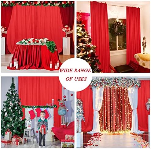 10x10ft Red Polyester Backdrop Curtain 2 Panels Party Wedding in 5x10FT 2pcs in Red, alternate view 6
