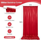10x10FT Red Sequin Backdrop Curtain - 2 Panels of 5x10FT Wrinkle-Free Glitter Drapes for Photography, Birthdays, alternate