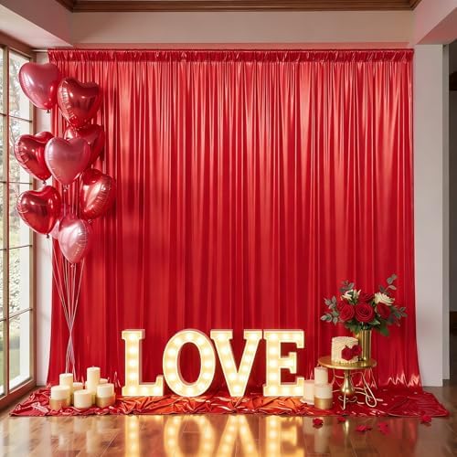 10x10FT Red Sequin Backdrop Curtains Wrinkle Free Drapes for Wedding Party in 10x10FT