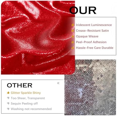 10x10FT Red Sequin Backdrop Curtains Wrinkle Free Drapes for Wedding Party in 10x10FT, alternate view 3