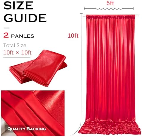 10x10FT Red Sequin Backdrop Curtains Wrinkle Free Drapes for Wedding Party in 10x10FT, alternate view 6
